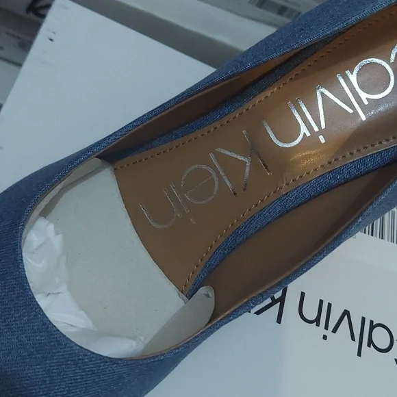 Calvin Klein Blue Denim Heels - Picture 6 of 6